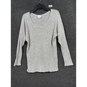 Daytrip Knit Top Womens Size M Beige Button Back Closure Long Sleeve